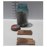 Ball canning jar with Wooden Cloths Pins