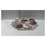 5 Tea Cups with Saucers, Staffordshire, Japan,