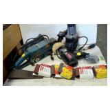 Tool group. Large belt sander and new supply of