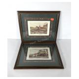 Fox hunt prints, two framed and matted, 18x15