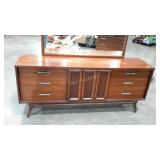 Mid-century style walnut dresser with mirror,