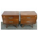 Pair of nightstands, cracks and wear as shown,