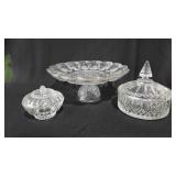 Glassware, includes two covered candy dishes and