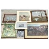 Wall art group, seven pictures and paintings,