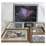 Wall art, seven framed pictures, star poster,