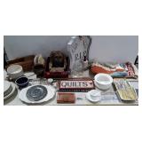 Mixed lot: frames, dishes, wallet, poncho style