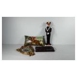 Fox hunt decor, includes painted pillow (artist
