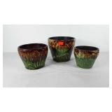Three ceramic planters, Roseville pottery,
