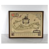 Old world style map of Bermuda,  framed 24x19
