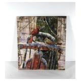 Cardinals wall hanging, 18x20