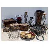 Home decor group, vase, candle holders,