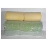 Foam rolls. Both are about 3 feet wide. Yellow