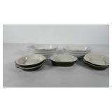 Au gratin dishes, five by Hall pottery, and set