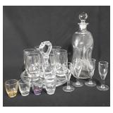 Glassware, includes holmegaard decanter, shot