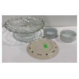 Glassware, clear glass bowl, two Dansk dessert