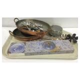 Kitchenware, lead crystal coasters, utensils,