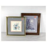 Blue bird pictures, framed and matted print by