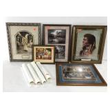 Wall art, variety of framed prints, several of