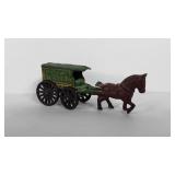 Cast iron horse drawn US Mail buggy, 7" long