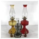 Oil lamp group, two mini lamps, one wall mount
