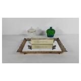Mirrored serving tray, 16" × 11", with candy