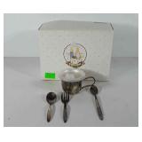 Silver plated infant feeding set with box,