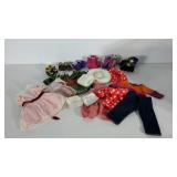 Plastic tote full of American Girl and OG doll