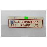 U.S. Congress license plate, 4" x 12"
