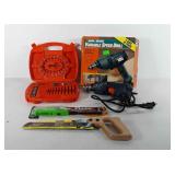 Tools, includes Black and Decker drill bit set,