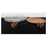 Glass pedestal cake plate (13.5"), with copper