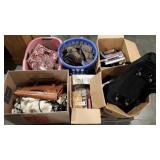 Skid lot, books, shoes, leather briefcase, Scout