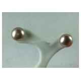 Sterling silver and pink pearl stud earrings