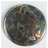 Sterling silver taxco mayan god pin turquoise,