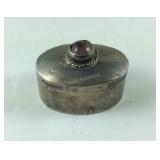 Sterling silver and amethyst taxco pill box