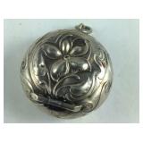 Sterling silver repousse pill case