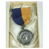 Sterling silver Heptagonal game medal with ribbon