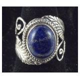 Size 9 Sterling silver lapis lazuli ring