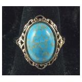 Size 6 mojave blue turquoise ring in copper