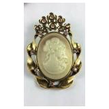Austrian crystal cameo brooch