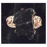 Size 8 shungite rough cut ring 14 rose gold over
