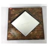 Early Diamond shaped beveled wall mirror, painted