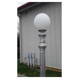Outdoor Light Pole, plastic globe on a Plaster