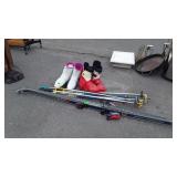 Snow skies, with poles, 2 pair of boots