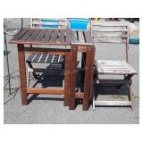 3pc Outdoor Table Set, Redwood type drop leaf