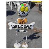 Yard Art, tin bobble head Halloween Skeleton