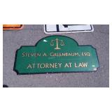 Signage, Attorney at Law, painted sign, 42wx22"