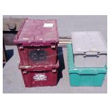 4 Commercial Shipping Totes, Interlocking lids