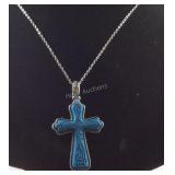 20in simulated Blue howlite carved cross