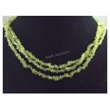 Sterling 20 inch peridot chip necklace 1.66CTS