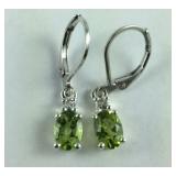 Sterling Peridot and white Topaz lever back